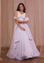 Lavender Sequins Net Readymade Lehenga
