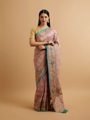 Engagement Glory Purple Silk Saree with Embroidery and Zari
