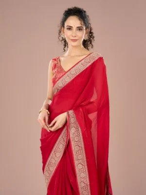 Red Radiance Satin Saree
